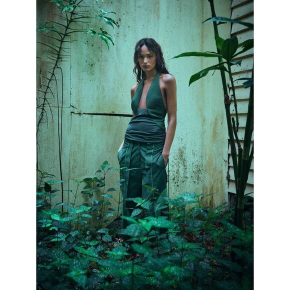 Christopher Esber Cape Palma Sloped Halter Top - 8 Green - Picture 1 of 4